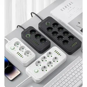 Stop Kontak Colokan 3 6 Lubang Plug 4 USB 1 USB Type C 10A 250V 2500W 2.1A Tahan Suhu Hingga 750 C