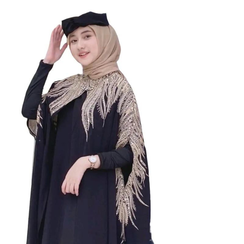 Kaftan Fuji Set Inner Gamis Bordir Manual Langsung Kain Abaya Muslim Bahan Ceruty Mewah Kaftan Dress   Panjang Payet Pesta Kondangan Dewasa Kaftan Hitam Outer Nyatu Kaftan Raya Abaya Raya 2025 2