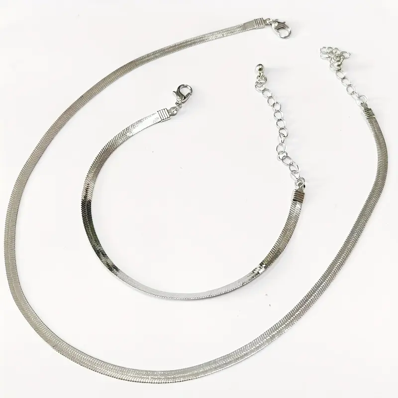 [Iron  Necklace and Bracelet] [1set Classic Simple Jewelry Set] Jewelry Set for Women, Sexy Simple Style, Iron  Necklace and Bracelet Combo, Versatile Daily and Vacation Accessory, for All Seasons heart chain men 2