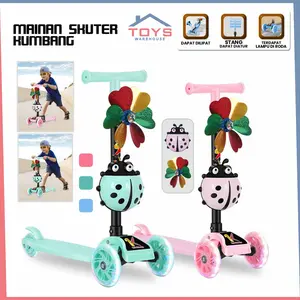 COD Skuter Anak Lipat dengan Lampu Otopet Roda 3 Ada Kumbang Kincir Angin Warna Warni TW M95