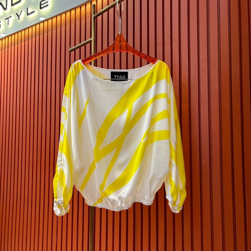 Áo lụa sọc VÀNG tay dài R180 Trang Nemo 4