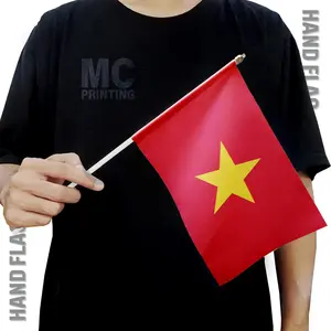 Bendera Tangan Mini Negara Vietnam Kecil 14x20 cm - Aksesori Pawai & Festival - Kualitas MC Printing