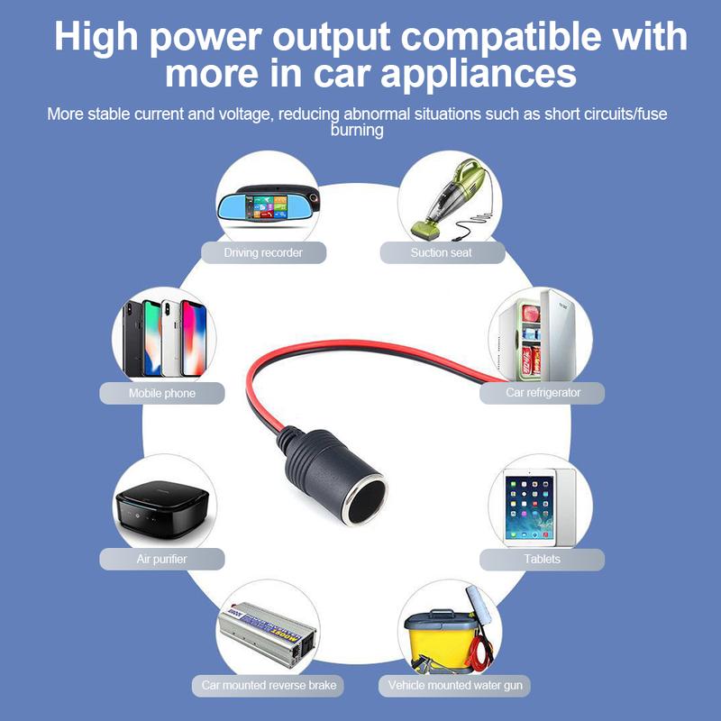 Product Introduction of KEBETMEE 12V car charger cable 10A/15A/20A female socket connector adapter 6