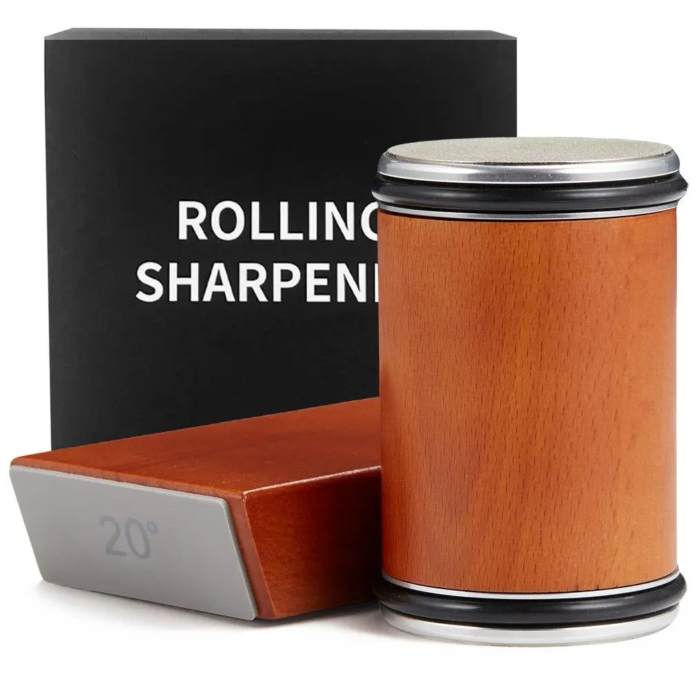 Manual Knife Sharpener, 1 Set Wooden Handle Knife Sharpener, Adjustable Angle Knife Sharpener, Knife Sharpening Tool for Kitchen