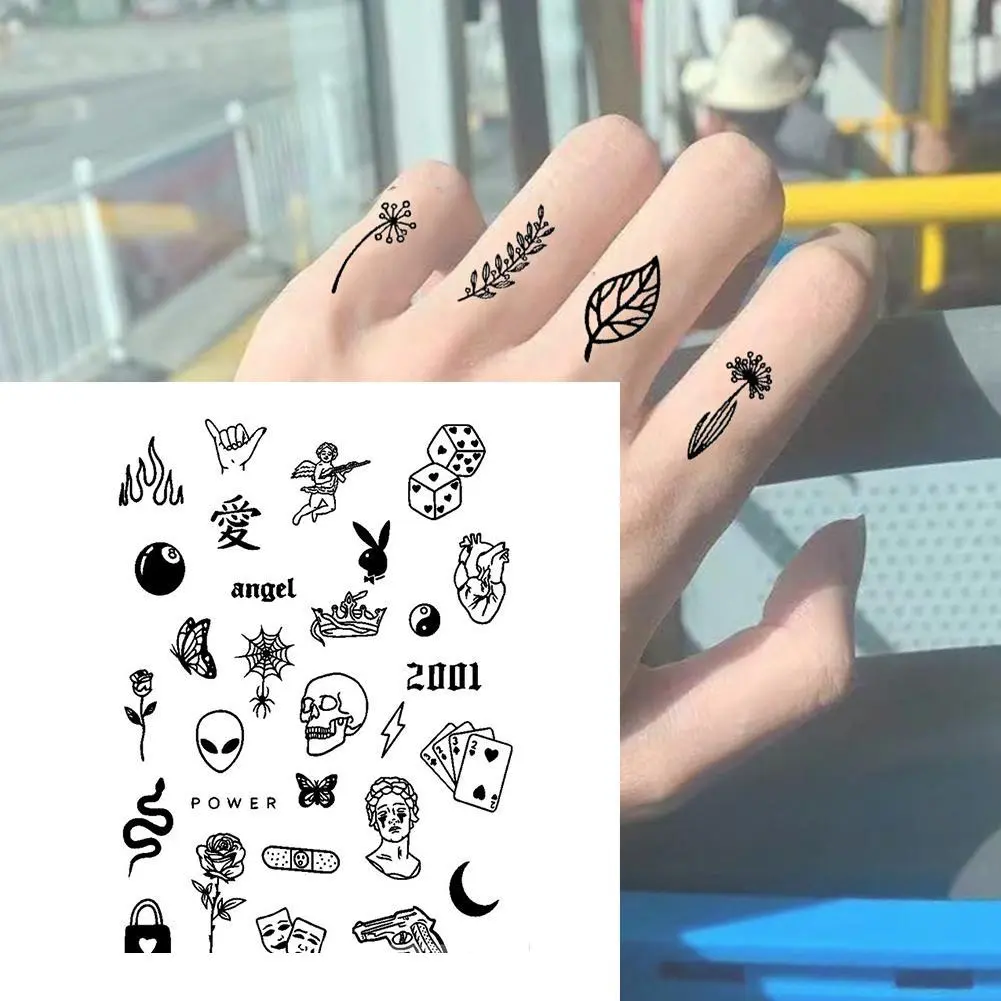 Hình Xăm Dán Tạm Thời, Hình Xăm Ngón Tay, Không Thấm Nước, Lâu Trôi, Hình Xăm Giả, Nhỏ Và Nhỏ, T1Z7