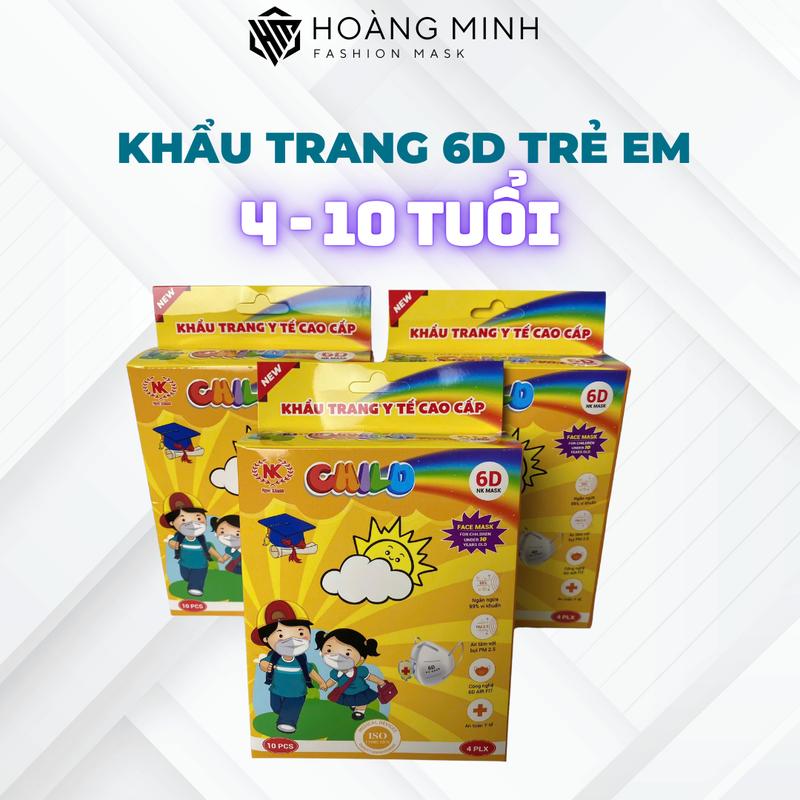 Thùng 300 cái Khẩu trang Trẻ em  6D Mask NK 4 lớp dày dặn kháng bụi kháng khuẩn