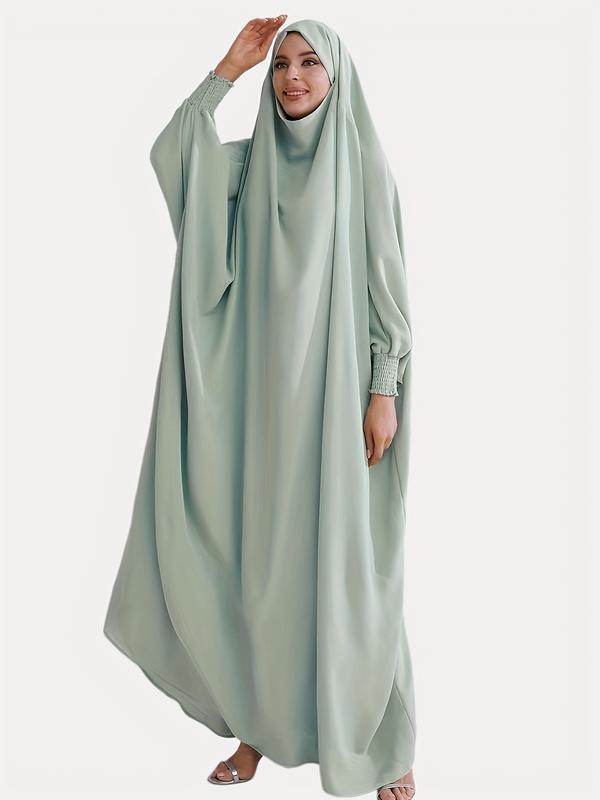 Product Introduction of Middle East Muslim Women's Wear Pure Color Ribbon Hijab Robe Arabian Gown 6