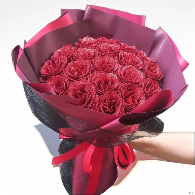 KT19 Bó hoa hồng nhũ kim tuyến vĩnh cửu nhiều màu sắc rất thích hợp tặng sinh nhật tặng người thương các ngày lễ 14-2 8-3 20-10 hoa hồng nhũ hoa to và để được rất lâu. Decor Trang Trí Nhà Decor Phòng đỏ gấu