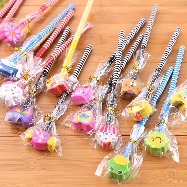 BISA COD S5691 Pensil Karakter + Penghapus Pensil Lucu / Pensi Ada Penghapus Karakter Unik Lucu Kayu Stationery 4