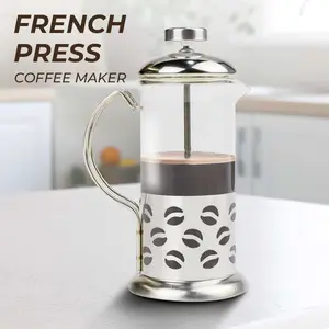 [Bayar di Tempat] French Press Manual Coffee Maker Pot Beans Pattern Pembuat Kopi Praktis dan Elegan