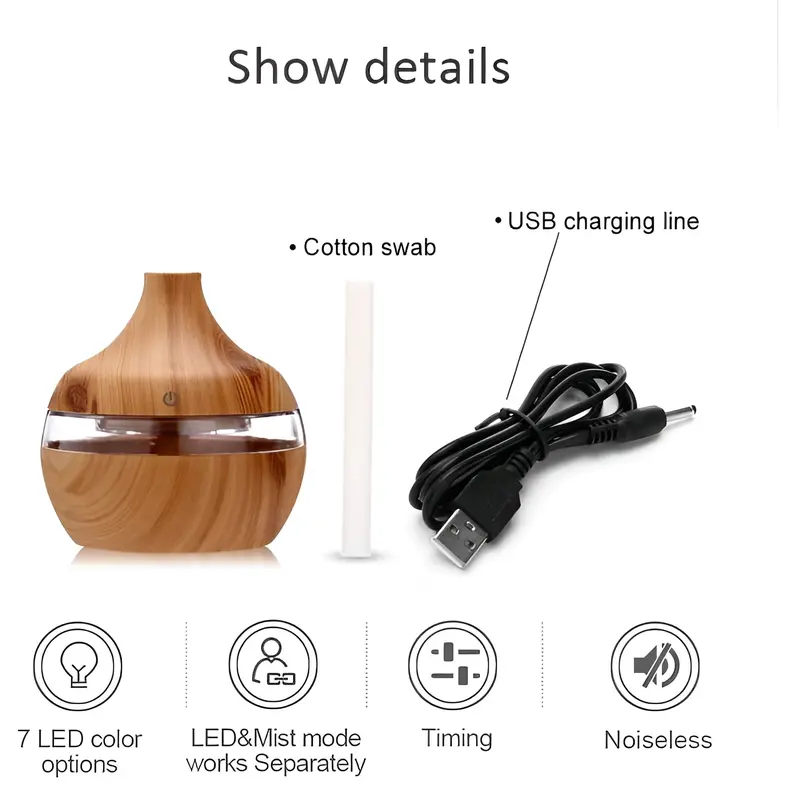 HUMIDIFIER AIR 300 ML PENGHARUM  RUANGAN DIFFUSER PEWANGI KAMAR PARFUM AROMA TERAPI RUANG Putih Remote 6