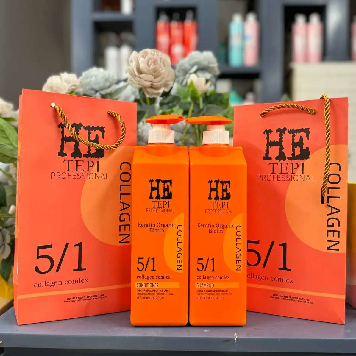 CẶP DẦU GỘI XẢ   HE TEPI ( phiên bản mới ) 1000ml/ chai , hỗ trợ giảm rụng, mềm mượt, lưu hương lâu trên tóc