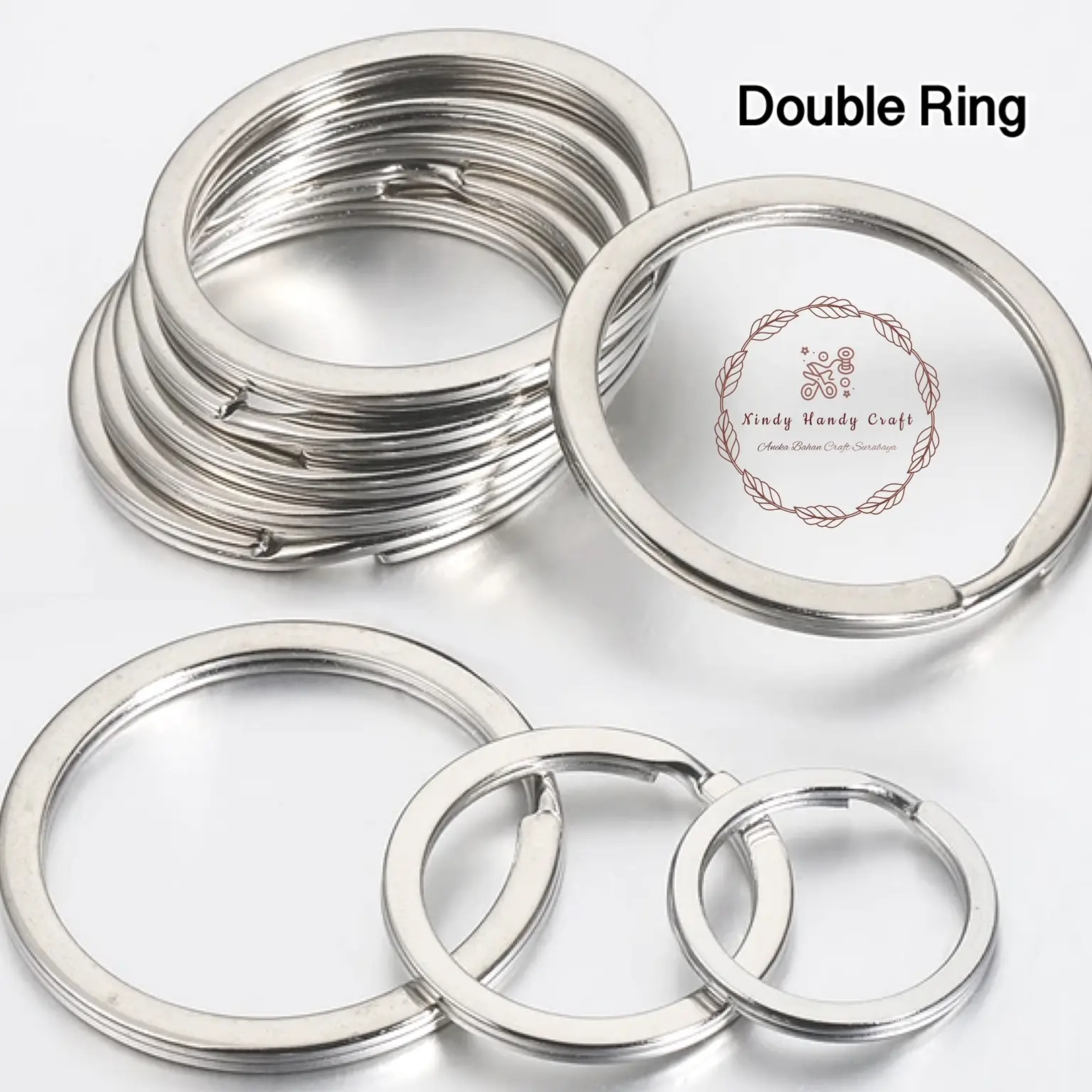 10 PCS DOUBLE RING GANTUNGAN KUNCI MANIK TEBAL 2.5 - 3CM