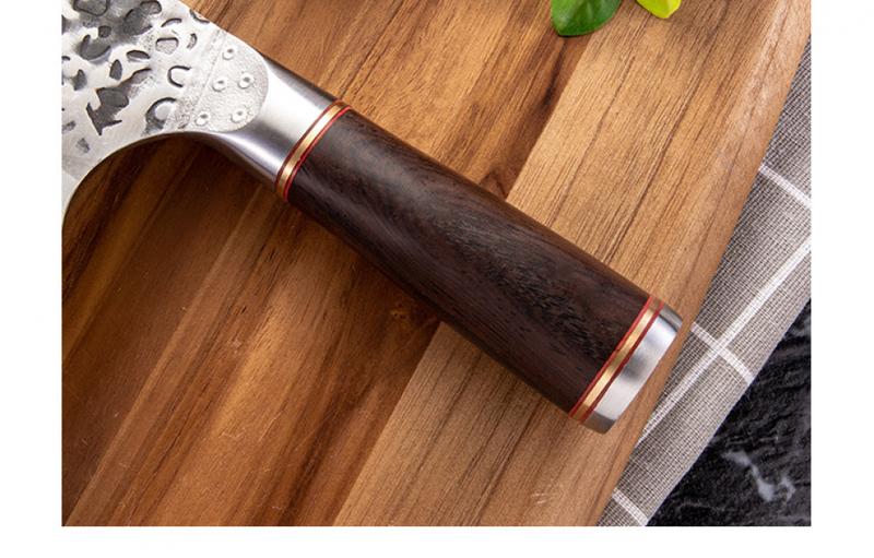Product Introduction of Longquan Forging Kitchen Knife Cutting and Chopping Chicken Fish Steel Head Hammer Pattern Knife Used in Kitchen Household Slice Kitchen Knife Stainless Carbon Steel 13