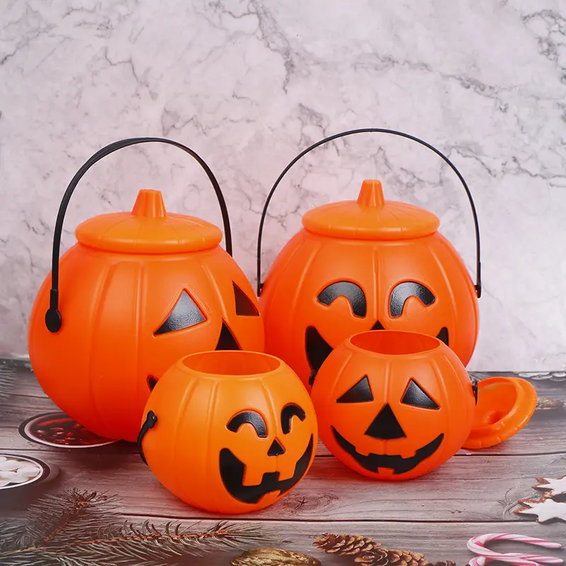 Xô Bí Ngô Bằng Nhựa, Đạo Cụ Tiệc Halloween, Đồ Trang Trí, Đồ Trang Trí Halloween