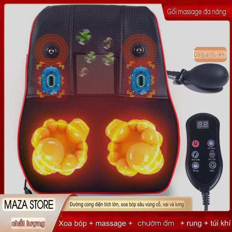 tặng thêm gói thảo dược để chươm GỐI MASSAGE CỔ VAI GÁY LƯNG EO PHIÊN BẢN CAO CẤP. điều khiển tiếng việt .CÓ REMOTE 2 RUNG TÚI KHÍ 20 CON BI XOAY CHƯỜM THẢO DƯỢC VÀ NAM CHÂM TỪ TÍNH. Máy massage