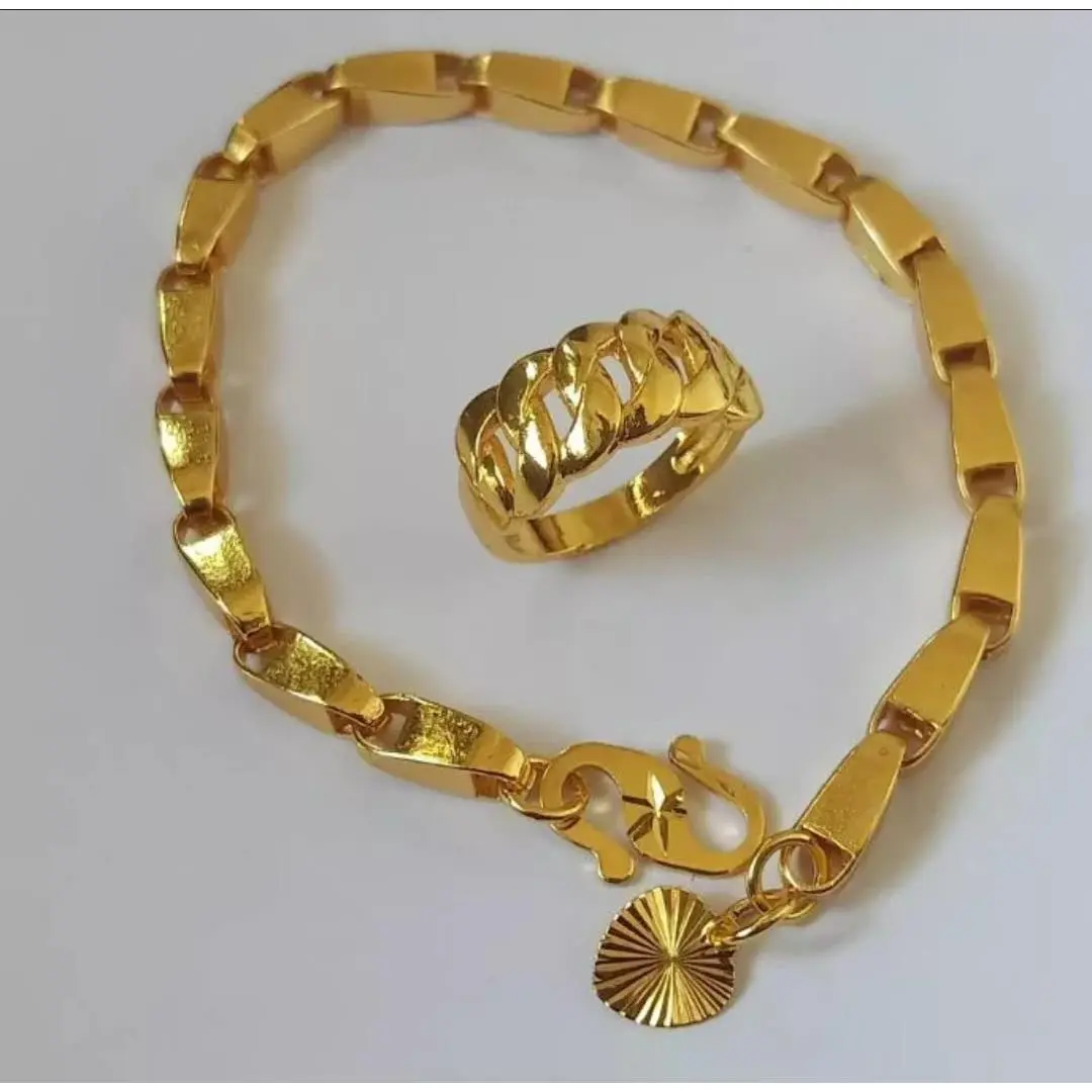 TERLARISSS PERHIASAN WANITA GELANG TITANIUM MOTIF PADI FREE CINCIN TERBARU ANTI LUNTUR ( FREE  ) - DI JAMIN ANTI LUNTUR  ANTI KARAT  EMAS 24K