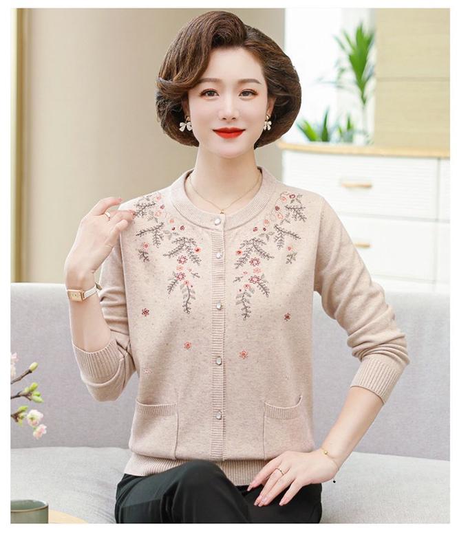 Áo khoác len cardigan trung tuổi cho mẹ, áo khoác ngoài thu đông, áo khoác len trung niên tặng bà tặng mẹ top, áo len nữ trung niênn u50 u60 u 70 Women