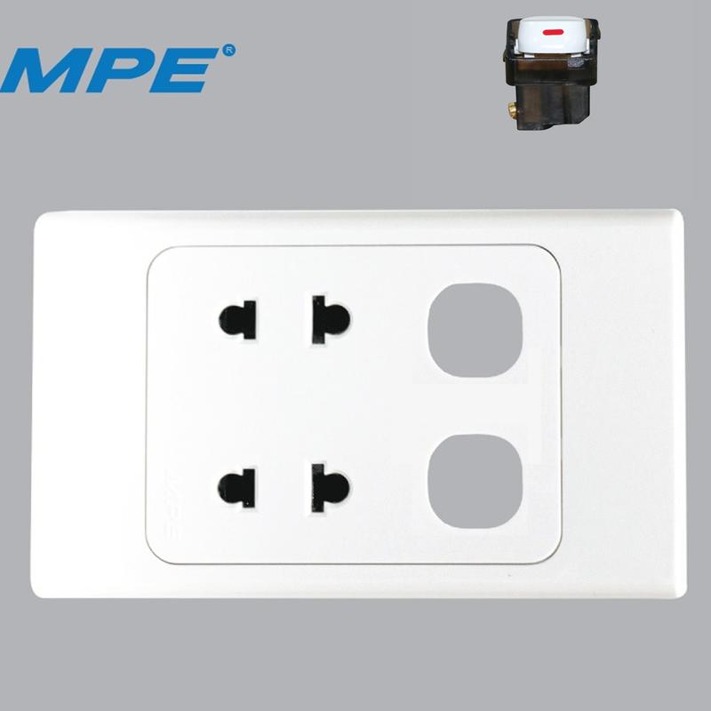 Mặt 1-2 công tắc & 2 ổ cắm MPE ( Gồm: mặt công tắc, ổ cắm + công tắc + đế) 1