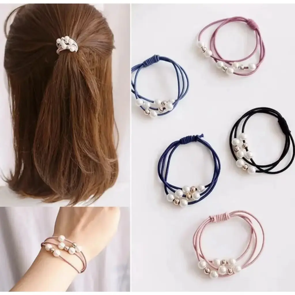Dây cột tóc thiết kế đơn giản buộc đuôi ngựa cho nữ Voi Chun Nhung Titan Cao Su