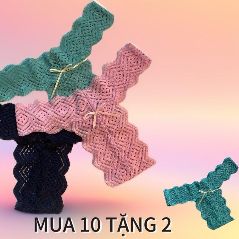 10 quần ren chữ T MUA 10 TẶNG 2 quần LK họa tiết đẹp mềm Nữ Quần Lót Women quần tém mạo mô phỏng quan lot quanren nu