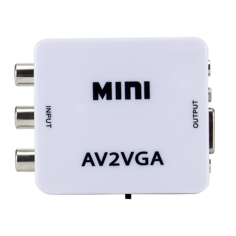 GRWIBEOU 1080P Mini Video Convertor RCA AV to VGA Video Converter Conversor with 3.5mm Audio AV2VGA / CVBS + Audio to HDTV PC 7