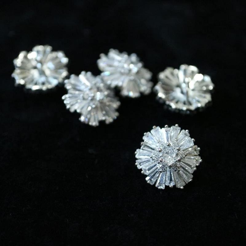 5 PCS DIY Crafts Zircon Rhinestone Buttons Flower Zircon Rhinestone Buttons 16mm Buttons for Sewing Fancy Wedding 6