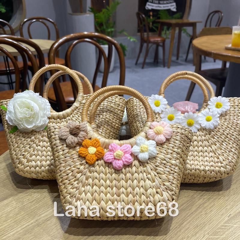 Túi lục bình size nhỏ 20cm đính hoa siêu xinh (SG32) Bag Nữ