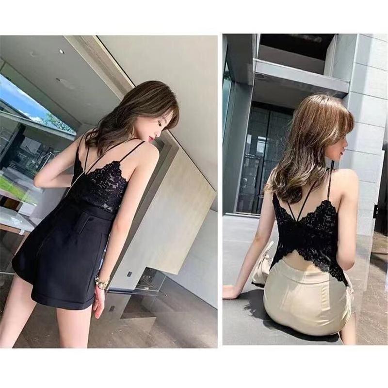 Product Introduction of Áo Vest Ren, Ngoại Cỡ, Gợi Cảm Và Hở Lưng, Có Đệm Ngực, Thoáng Khí, Thêu Hoa, Co Giãn Thoải Mái, Áo Ba Lỗ, Dây Đeo Spaghetti Màu Đen Đơn Giản, Dành Cho Nữ, Áo Nữ 1