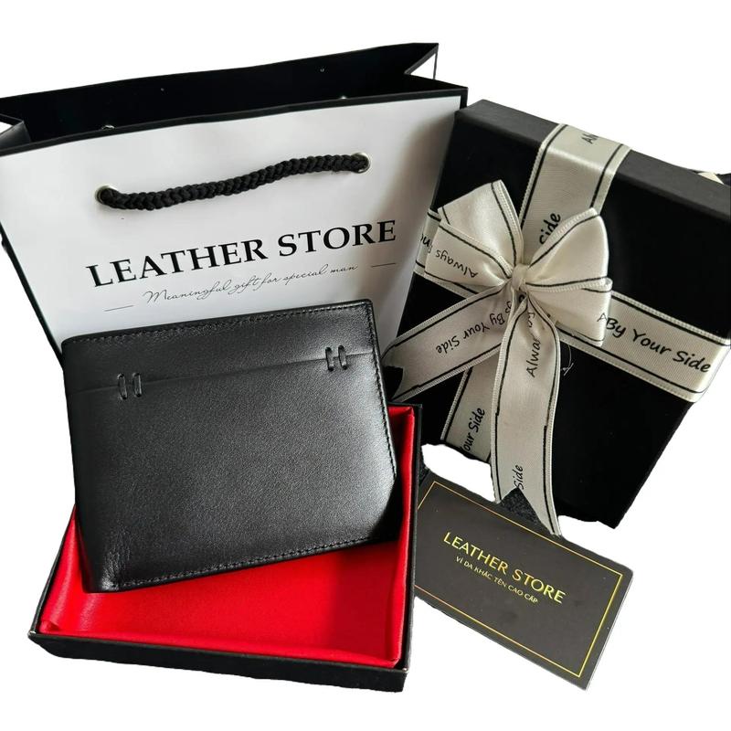 ĐÃ GÓI QUÀ Ví Nam Khắc Tên Da Bò Nappa 2 chấm trơn mềm bóp nam da bò thật bảo hành 24 tháng - Gói Quà Tặng Hộp Nơ Túi Thiệp Để Làm Quà Tặng Cho Người Yêu Hoặc Bố ,người thân ý nghĩa Wallet ngày lễ tình yêu Hình Chữ Nhật Nhiều Ngăn