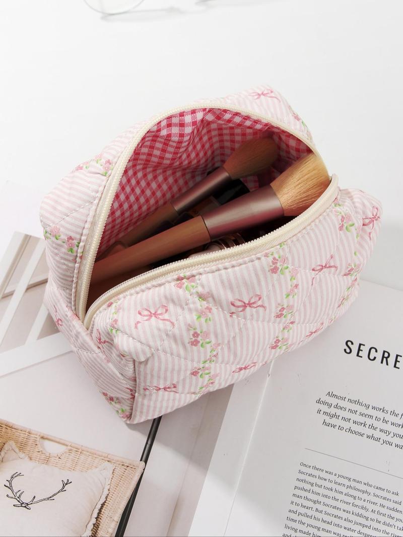 Product Introduction of Floral Pattern Makeup Bag Set, Large Capacity Cosmetic Storage Bag, Zipper Makeup Organizer Pouch, Versatile Storage Bag for Travel, Gym, Office, Home 2