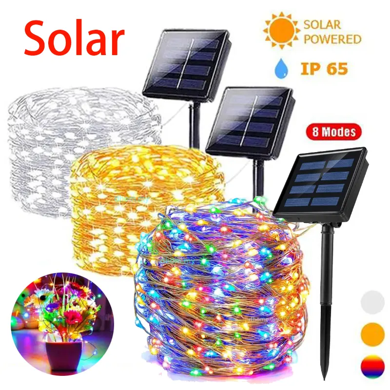 LED Solar String Light Fairy Tree Light 5/10/20M 8 Mode Christmas Outdoor Party Raya LED CNY EID Ramadan Waterproof Outdoor Decor