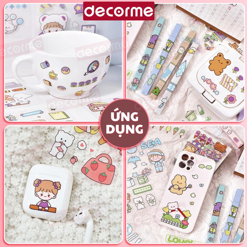 Hộp 100 Sticker Chủ Đề SANRIO cắt sẵn sticker color palette phụ kiện trang trí BUKA 3
