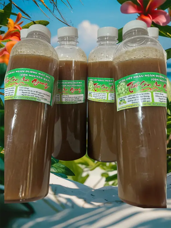 6 chai nước cốt Nhàu ngâm đường cát vàng mật mía không biến đổi gen chai 1kg, chính hiệu Thất Sơn An Giang 6 chai 6kg 5