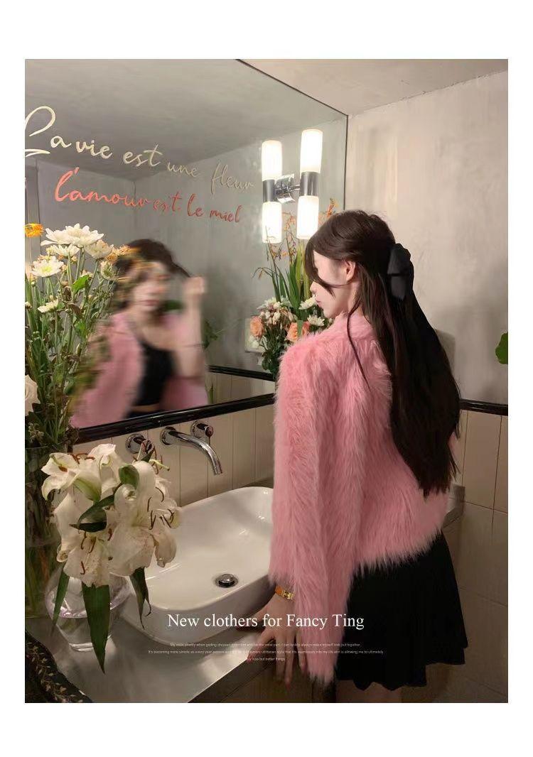Product Introduction of Áo Khoác Len Cardigan Dệt Kim, Len Giống Lông Chồn, Dành Cho Nữ, Quần Áo Mùa Thu Và Mùa Đông, Dày Dặn, Hàng Mới Về, Ngắn, Ngắn, Mềm Mại Và Nếp, Sản Phẩm Châu Âu Phổ Biến Năm 2025 15