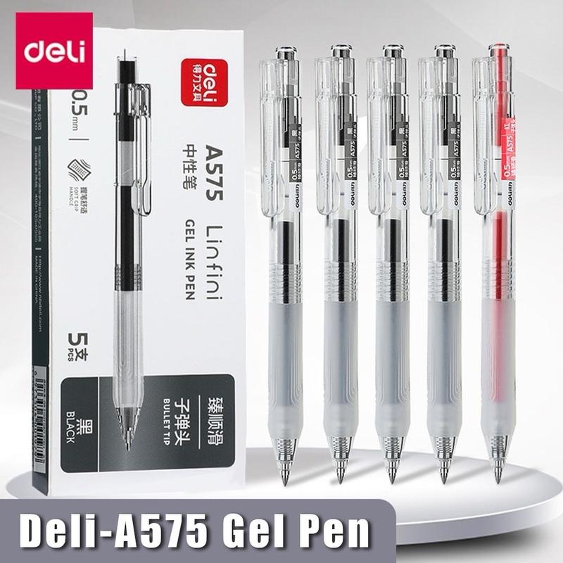  Bút Bấm Deli Mực  Gel Đen  A757 Ngòi 0.5mm Văn Phòng Học Sinh Viết Êm Không Tắc Mực Có Thể Thay Ruột 