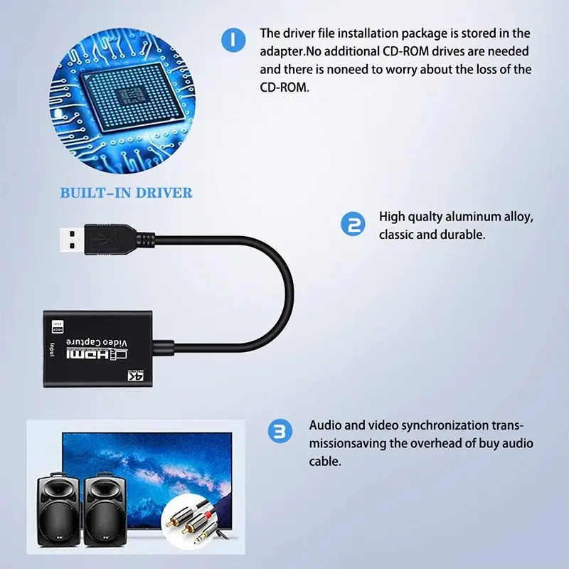 Vận tải quốc tế,Thẻ quay video sang USB 3.0, Full HD, 1080P, 4K, để phát trực tiếp và ghi lại 6