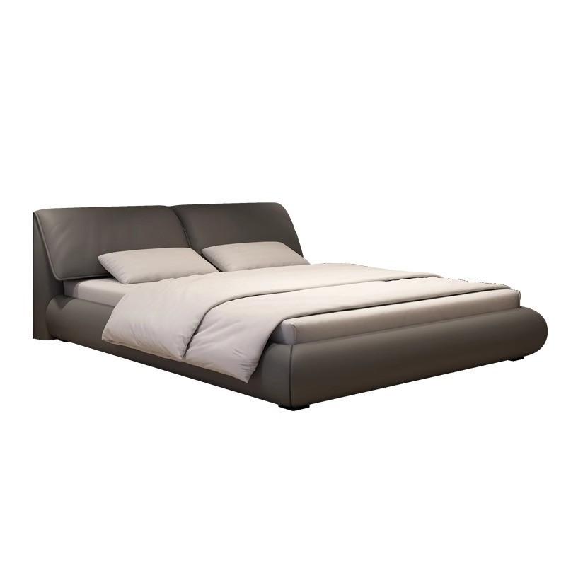 Bed Elephant Ears Leather Bed Modern Simple Double Soft Bag Bed in Master Bedroom Italian Light Luxury Storage Leather Bed 5