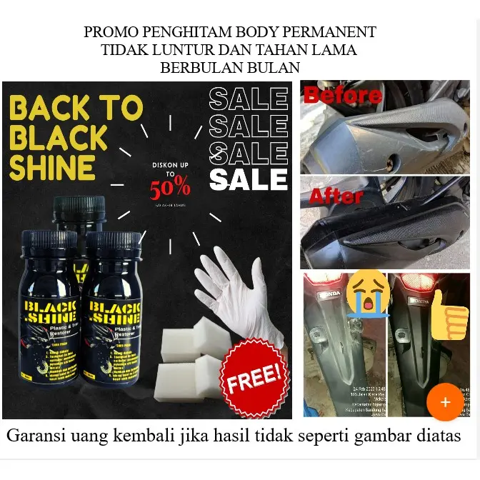BLACK SHINE isi 50mL Penghitam Dashboard Mobil Motor Body Trim Plastik Cairan Hitam Menghitamkan Kembali Best Seller