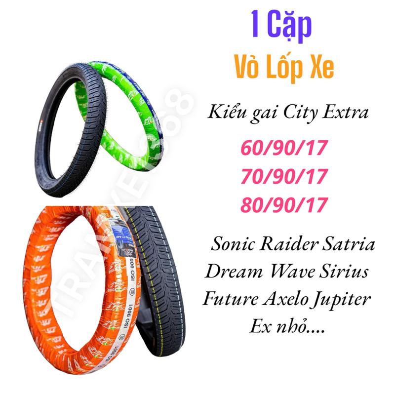 Cặp Vỏ Quick1 Gai City Extra 638 Bám Đường Xe Sonic Raider Satria Dream Wave Sirus Ex Nhỏ XiPo - Lốp Xe Máy
