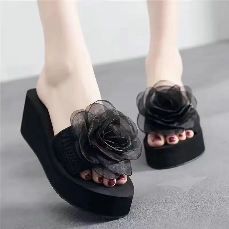 Dép Cao Gót Mùa Hè, Phong Cách Hàn Quốc, Dép Nữ, Thiết Kế Nơ, Đế Xuồng Chống Trượt, Đế Dày, Thích Hợp Cho Bãi Biển Và Các Hoạt Động Ngoài Trời, Hàng Mới Về Năm 2025 4