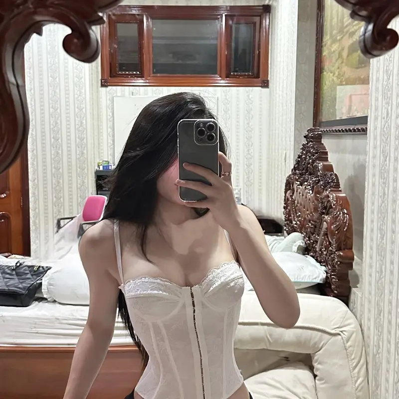Áo hai dây corset ren có dây đan lưng co giãn (không mút ngực) Nữ Women đi picnic 3