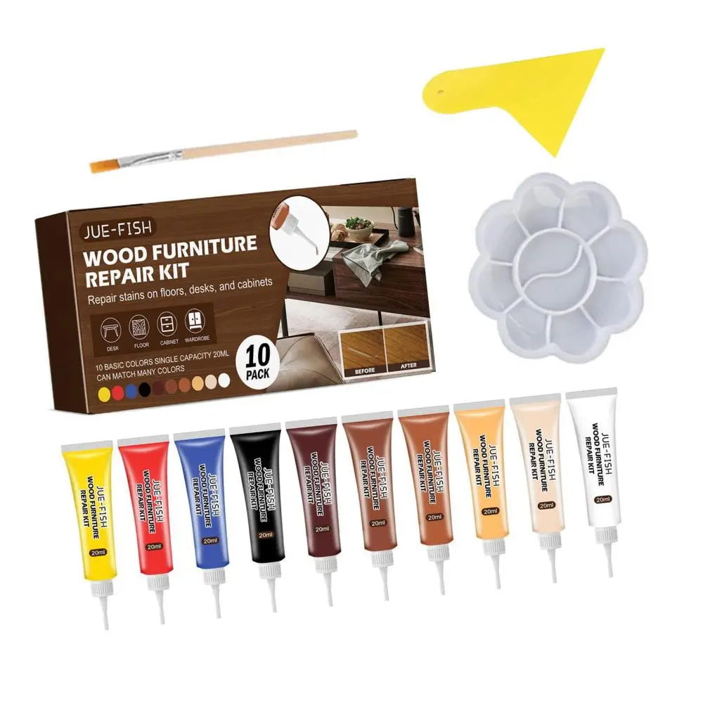 Wood Furniture Repair Kit, Wood Fillers with Brush Scraper, Carpenters Durable Furniture Repair Set Wood Floor Repair Kit for Scratch Floor