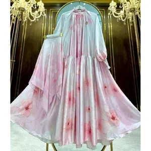 Gamis Silk Flower Set Hijab Original Shella Saukia