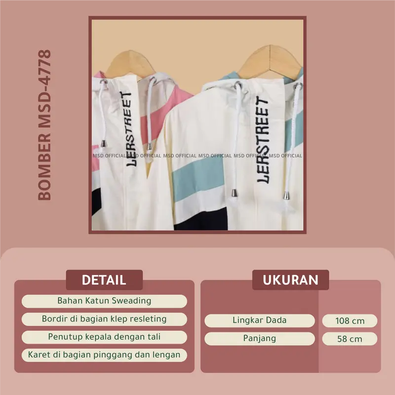Jaket Bomber Cewek Wanita Remaja Bahan Katun Sweading Premium MSD 4778 By MSD Official 2