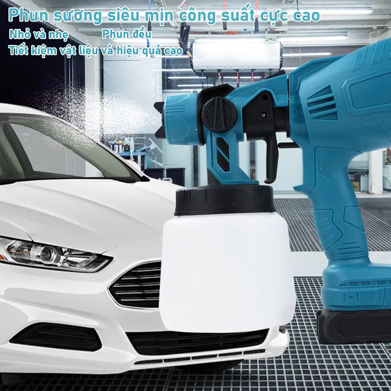 (BH 2 Năm) Máy Phun Sơn Cầm Tay Pin 21V, Bình Phun Sơn 1000ML, Bình Phun Sơn Pin, Dùng Chân Pin Phổ Thông, Sơn PU, Sơn Nước, Sơn Nhà, Gỗ, Kim Loại 1