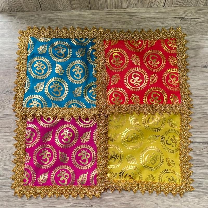 ผ้ารองพานองค์เทพ ผ้ารองลายโอม พร้อมส่ง 2 ขนาด ไม่ต้องรอของ 1