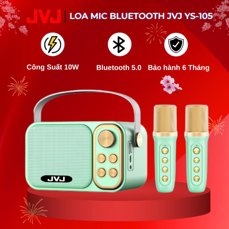 Loa bluetooth mini karaoke kèm mic JVJ YS-105 loa mini YS 103 Không dây công suất 10W - Loa ys 105 mini - Bảo hành chính hàng 06 tháng