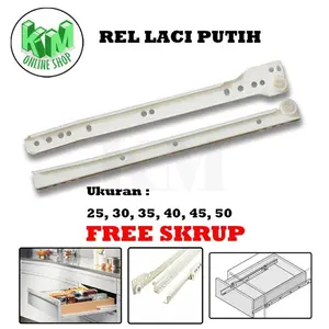 Rel Laci Lenaga by Huben 35 cm 1 set (2 pcs). Biasa Roda Singel Track Putih Free Skrup
