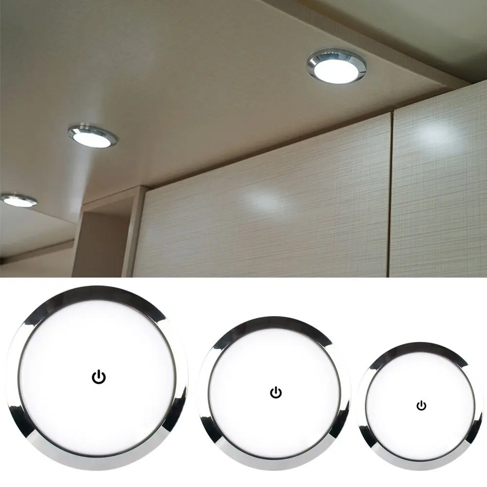Camping Car RV 12V/24V Ceiling Lamp LED Touch Lamp Round Dome Light Reading Light